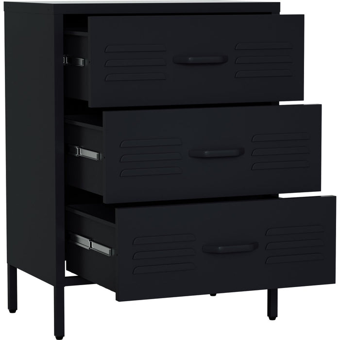 Metal Storage Cabinet 3 Drawers 600x380x800mm Black |  MXHDC001BLACK