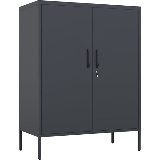 Professional Metal Storage Cabinet 2 doors 800x380x1000mm 2 adjustable shelves Black |  MXHSC002BLACK Makfry