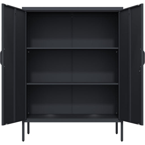 Professional Metal Storage Cabinet 2 doors 800x380x1000mm 2 adjustable shelves Black |  MXHSC002BLACK Makfry