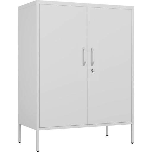 Professional Metal Storage Cabinet 2 doors 800x380x1000mm 2 adjustable shelves White |  MXHSC002WHITE Makfry
