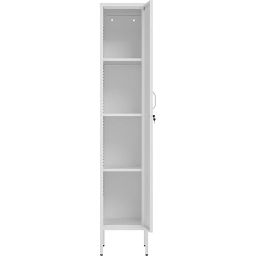 Professional Metal Storage Cabinet 1 Door 350x460x1830mm 3 adjustable shelves White |  MXHSC003WHITE Makfry