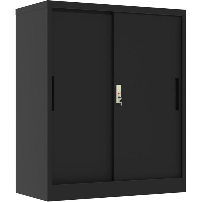 Professional Metal Storage Cabinet 2 sliding doors 800x400x1000mm Lock 2 adjustable shelves Black |  MXHSC005BLACK