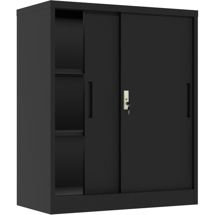 Professional Metal Storage Cabinet 2 sliding doors 800x400x1000mm Lock 2 adjustable shelves Black |  MXHSC005BLACK