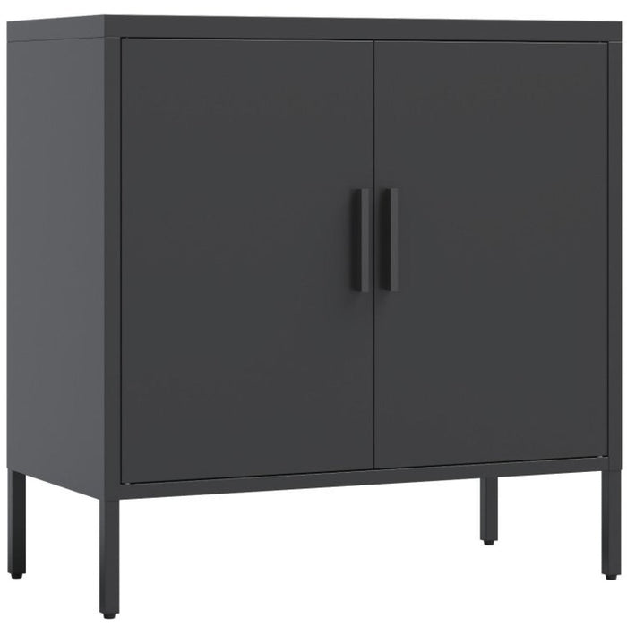 Commercial Steel Black Storage Cabinet 2 Doors 1 Shelf 800x400x1020mm |  MYHC02BLACK Makfry
