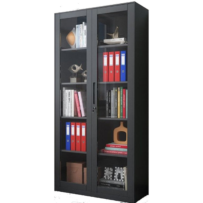 Commercial Steel Cabinet 2 Glass Doors 900x400x1850mm Black |  MYOC13BLACK