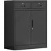 Commercial Metal Black Storage Cabinet with 2 drawers Lockable 900x400x1090mm |  MYSC03BLACK Makfry