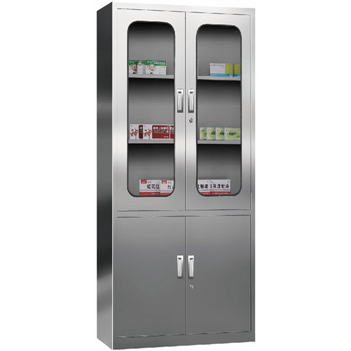 Commercial Stainless Steel Cabinet 3 Shelves 4 Doors 900x400x1800mm | Myslc02 Makfry