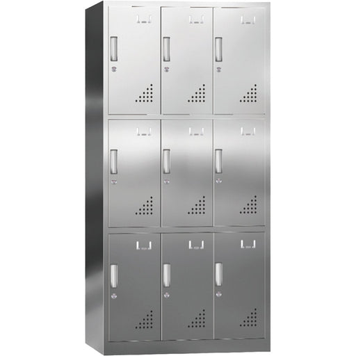 Commercial Stainless Steel 9 Door Locker 900x500x1800mm |  MYSLC07 Makfry