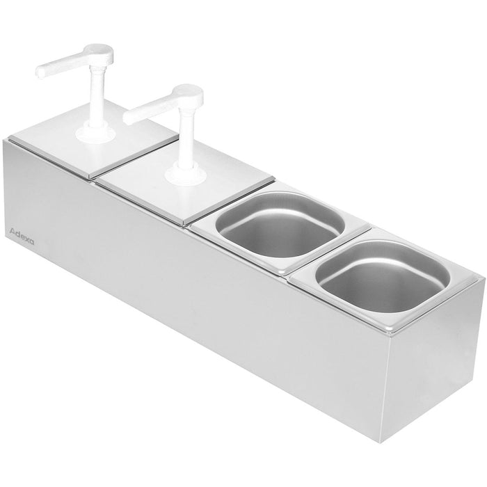 Commercial 4 x 2.5 litre Pump Condiment/Sauce Dispenser GN1/6 |  NHGN164 Makfry