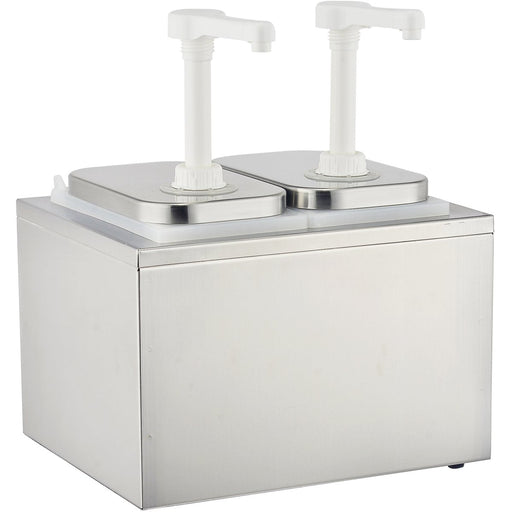 Commercial Condiment/Sauce Pump Dispenser 2x2 litre Stainless steel |  NHP002 Makfry