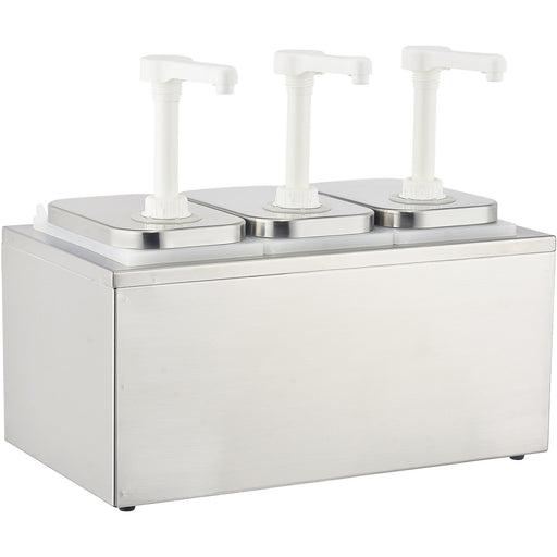 Commercial Condiment/Sauce Pump Dispenser 3x2 litre Stainless steel |  NHP003 Makfry