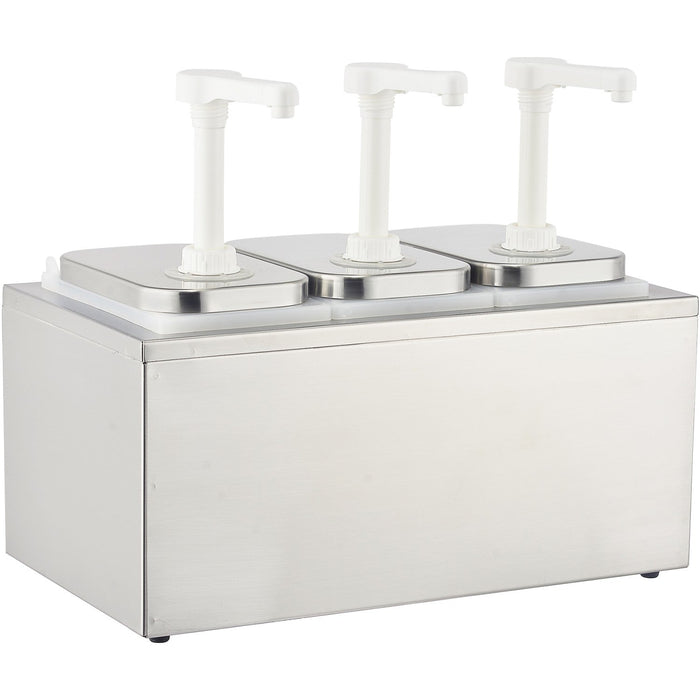 Commercial Condiment/Sauce Pump Dispenser 3x2 litre Stainless steel |  NHP003 Makfry