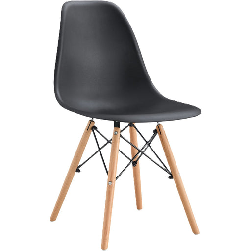 Bistro Dining Chair Polypropylene Seat Wooden Legs Indoors & Outdoors 460x500x830mm  |  P101BLACK Makfry