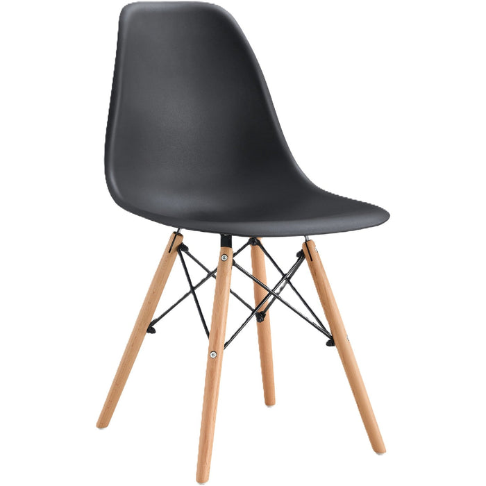 Bistro Dining Chair Polypropylene Seat Wooden Legs Indoors & Outdoors 460x500x830mm  |  P101BLACK Makfry