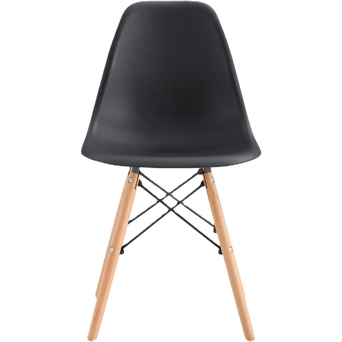 Bistro Dining Chair Polypropylene Seat Wooden Legs Indoors & Outdoors 460x500x830mm  |  P101BLACK Makfry