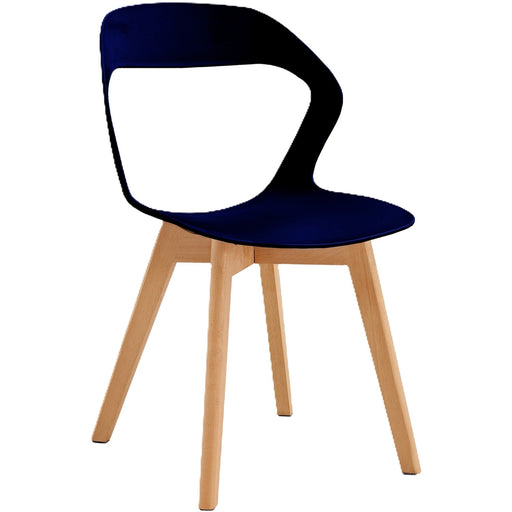 Bistro Dining Chair Sculpted Polypropylene Seat Wooden Legs Indoors & Outdoors 430x430x780mm Black |  P130BLACK Makfry