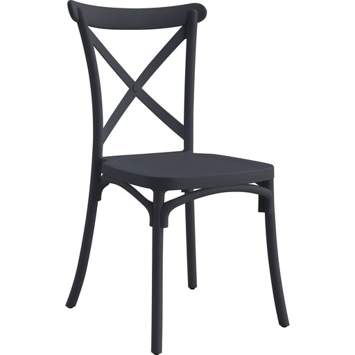 Bistro Dining Chair Cross-Back Design Polypropylene Indoors & Outdoors 430x430x900mm Black |  P161BLACK Makfry