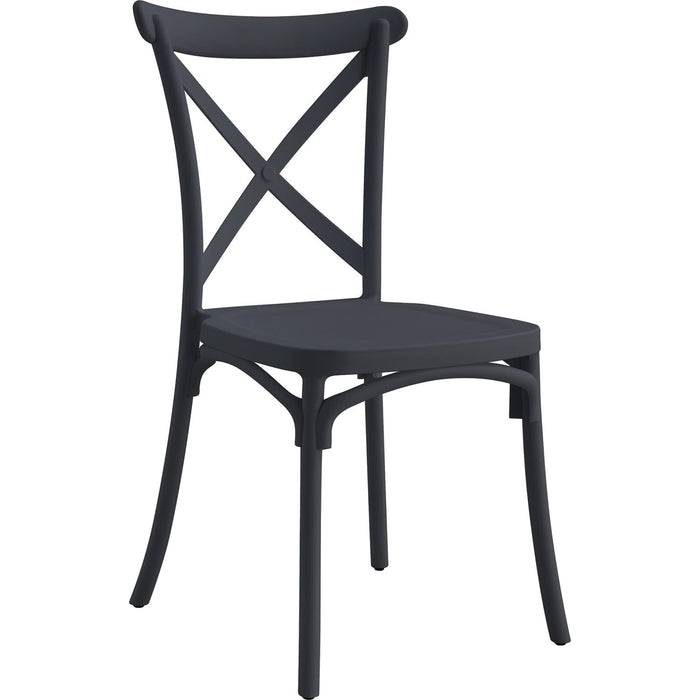 Bistro Dining Chair Cross-Back Design Polypropylene Indoors & Outdoors 430x430x900mm Black |  P161BLACK Makfry