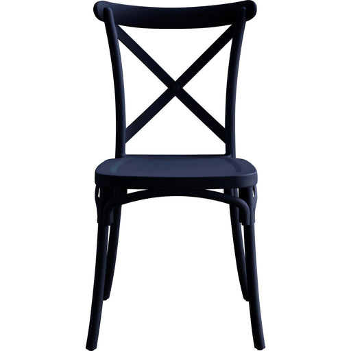 Bistro Dining Chair Cross-Back Design Polypropylene Indoors & Outdoors 430x430x900mm Black |  P161BLACK Makfry
