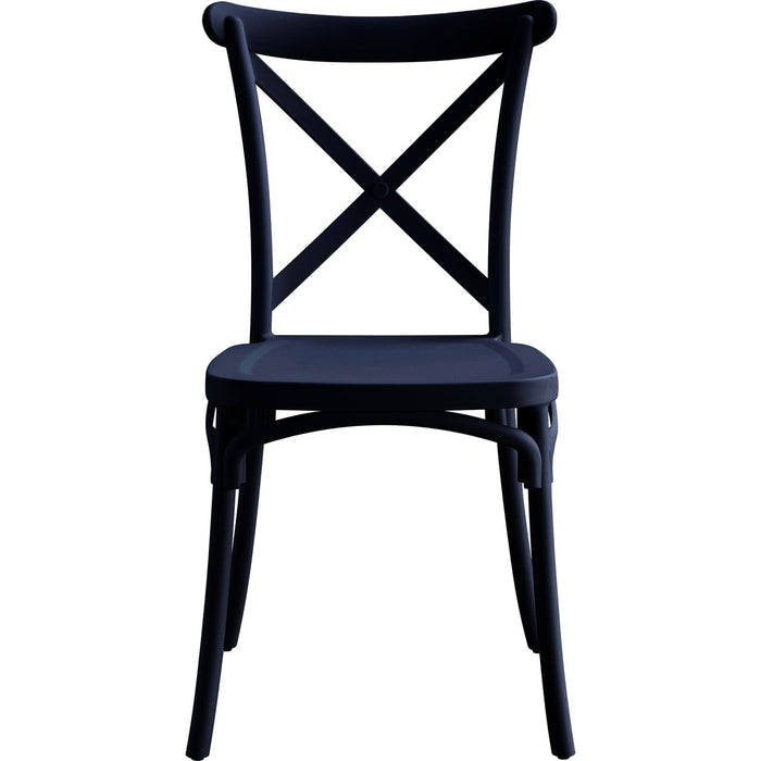 Bistro Dining Chair Cross-Back Design Polypropylene Indoors & Outdoors 430x430x900mm Black |  P161BLACK Makfry