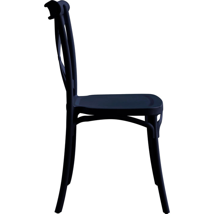 Bistro Dining Chair Cross-Back Design Polypropylene Indoors & Outdoors 430x430x900mm Black |  P161BLACK Makfry