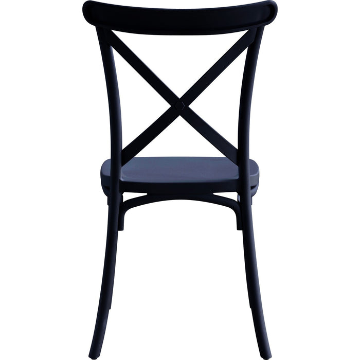 Bistro Dining Chair Cross-Back Design Polypropylene Indoors & Outdoors 430x430x900mm Black |  P161BLACK Makfry