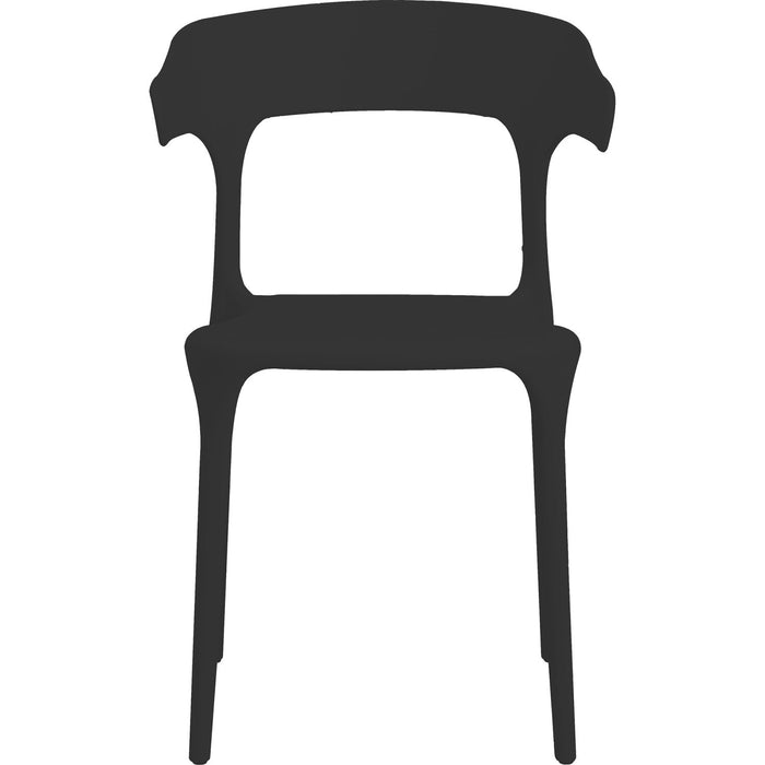 Bistro Dining Chair Curved Armrest Backrest Polypropylene Indoors & Outdoors 400x380x740mm Black |  P163BLACK Makfry