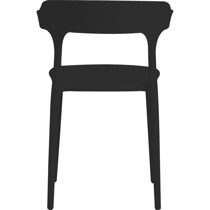 Bistro Dining Chair Curved Armrest Backrest Polypropylene Indoors & Outdoors 400x380x740mm Black |  P163BLACK Makfry