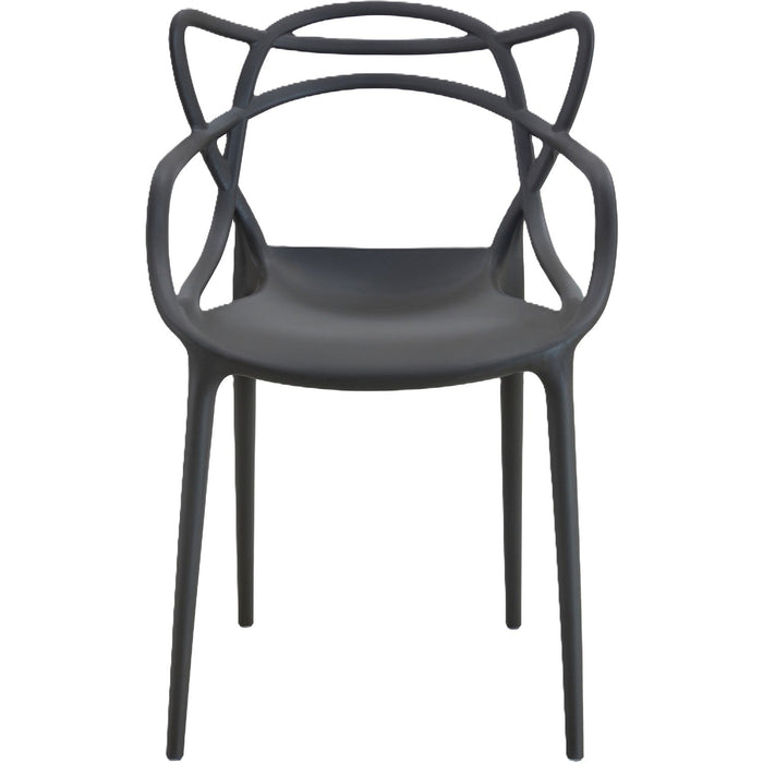 Bistro Dining Chair with Sculpted Back & Armrests Polypropylene Indoors & Outdoors 530x530x810mm Black |  P164BLACK Makfry