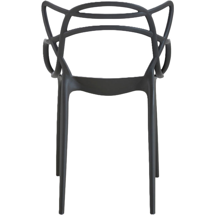 Bistro Dining Chair with Sculpted Back & Armrests Polypropylene Indoors & Outdoors 530x530x810mm Black |  P164BLACK Makfry