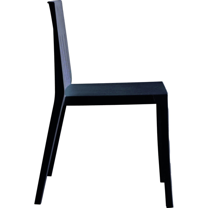 Bistro Dining Chair Slatted Back Polypropylene Indoors & Outdoors 400x420x800mm Black |  P184BLACK Makfry