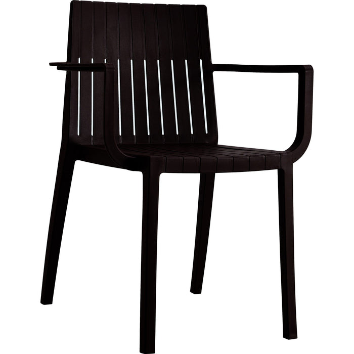B GRADE Bistro Dining Chair Slatted Back with Armrests Polypropylene Indoors & Outdoors 570x420x800mm Black |  P185BLACK B GRADE Makfry