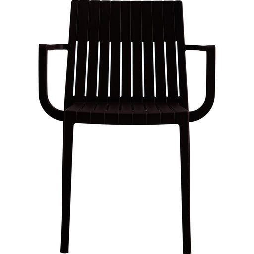 Bistro Dining Chair Slatted Back with Armrests Polypropylene Indoors & Outdoors 570x420x800mm Black |  P185BLACK Makfry