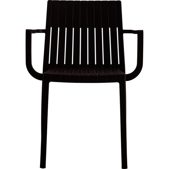 B GRADE Bistro Dining Chair Slatted Back with Armrests Polypropylene Indoors & Outdoors 570x420x800mm Black |  P185BLACK B GRADE Makfry