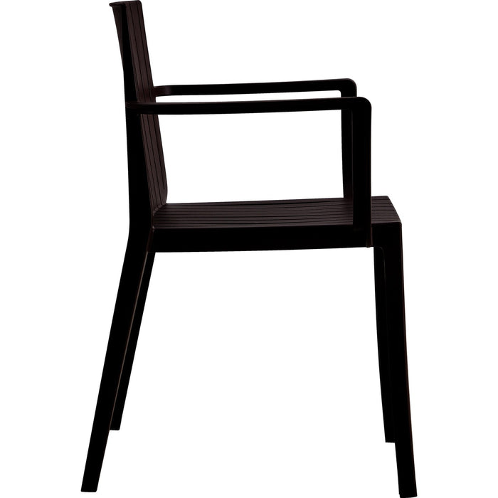 B GRADE Bistro Dining Chair Slatted Back with Armrests Polypropylene Indoors & Outdoors 570x420x800mm Black |  P185BLACK B GRADE Makfry