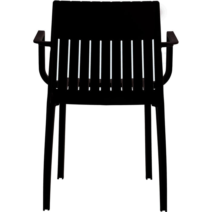 B GRADE Bistro Dining Chair Slatted Back with Armrests Polypropylene Indoors & Outdoors 570x420x800mm Black |  P185BLACK B GRADE Makfry