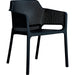 Bistro Dining Chair Perforated Backrest with Armrests Polypropylene Indoors & Outdoors 590x580x790mm Black |  P186BLACK Makfry