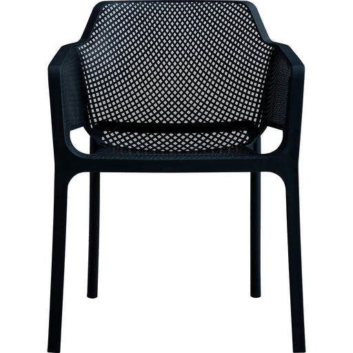 Bistro Dining Chair Perforated Backrest with Armrests Polypropylene Indoors & Outdoors 590x580x790mm Black |  P186BLACK Makfry