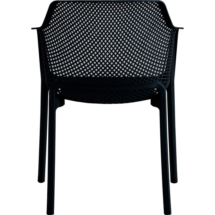 Bistro Dining Chair Perforated Backrest with Armrests Polypropylene Indoors & Outdoors 590x580x790mm Black |  P186BLACK Makfry