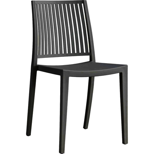 Bistro Dining Chair Vertical Slat Backrest Polypropylene Indoors & Outdoors 420x400x810mm Black |  P190BLACK Makfry