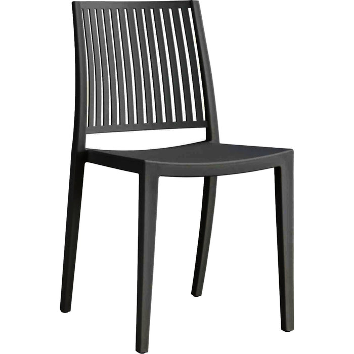 Bistro Dining Chair Vertical Slat Backrest Polypropylene Indoors & Outdoors 420x400x810mm Black |  P190BLACK Makfry