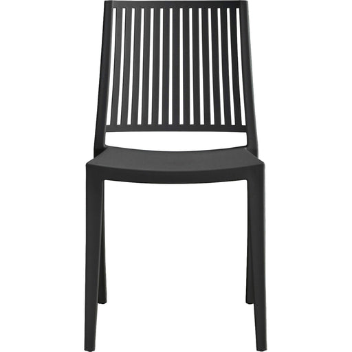 Bistro Dining Chair Vertical Slat Backrest Polypropylene Indoors & Outdoors 420x400x810mm Black |  P190BLACK Makfry