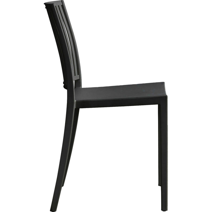 Bistro Dining Chair Vertical Slat Backrest Polypropylene Indoors & Outdoors 420x400x810mm Black |  P190BLACK Makfry