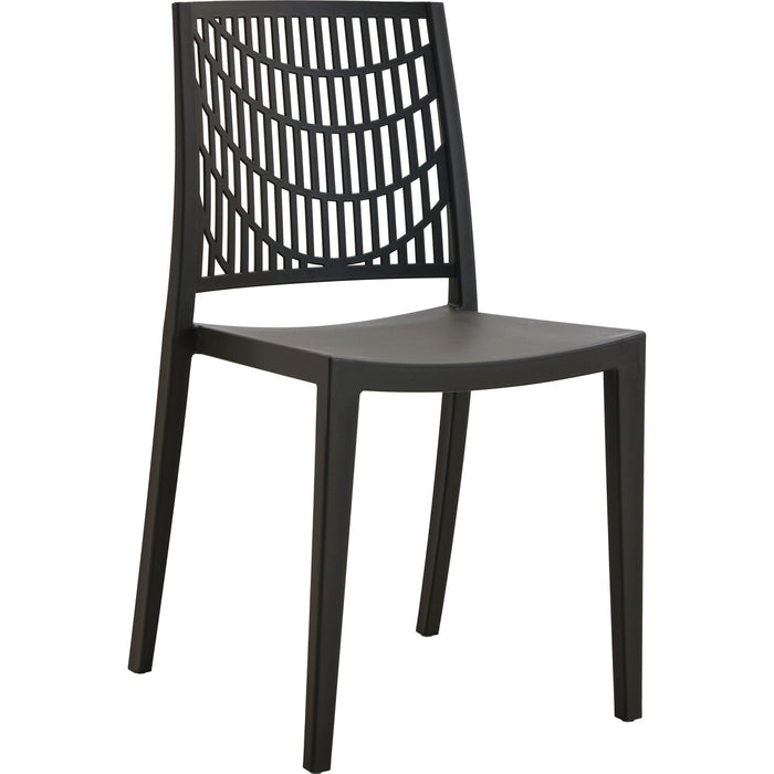 Bistro Dining Chair Decorative Slatted Backrest Polypropylene Indoors & Outdoors 420x400x810mm Black |  P192BLACK Makfry