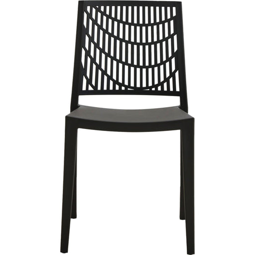 Bistro Dining Chair Decorative Slatted Backrest Polypropylene Indoors & Outdoors 420x400x810mm Black |  P192BLACK Makfry
