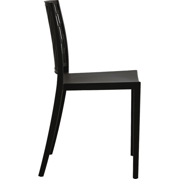 Bistro Dining Chair Decorative Slatted Backrest Polypropylene Indoors & Outdoors 420x400x810mm Black |  P192BLACK Makfry