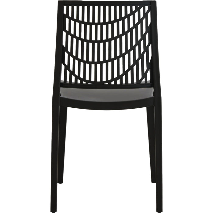Bistro Dining Chair Decorative Slatted Backrest Polypropylene Indoors & Outdoors 420x400x810mm Black |  P192BLACK Makfry