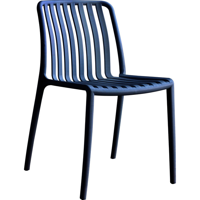 Bistro Dining Chair Slatted Seat and Backrest Polypropylene Indoors & Outdoors 440x450x800mm Black |  P194BLACK Makfry