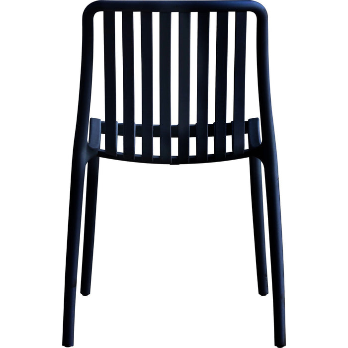 Bistro Dining Chair Slatted Seat and Backrest Polypropylene Indoors & Outdoors 440x450x800mm Black |  P194BLACK Makfry