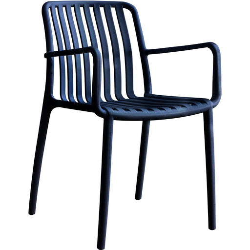 B GRADE Bistro Dining Chair with Armrests Slatted Seat and Backrest Polypropylene Indoors & Outdoors 520x450x800mm Black |  P195BLACK B GRADE Makfry